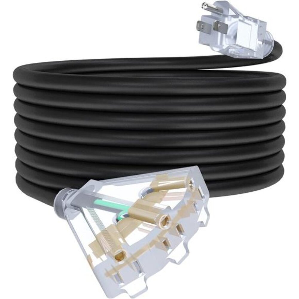 25Ft 12/3 Outdoor Extension Cord with 3-Outlets, Heavy Duty 12 Gauge 3 Prong